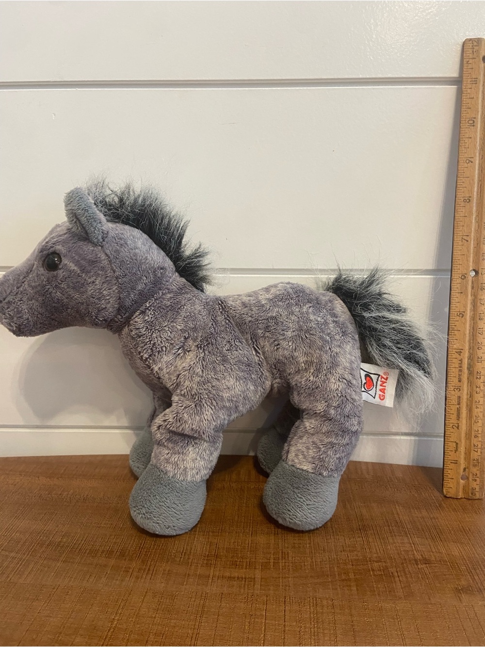 GANZ Webkinz Gray Plush Horse Black Mane and Tail no code